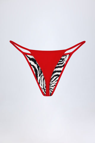 Thong Bikini Bottoms in Zebra Print
