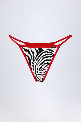 Thong Bikini Bottoms in Zebra Print