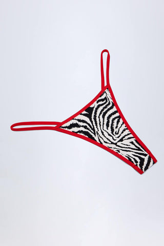 Thong Bikini Bottoms in Zebra Print