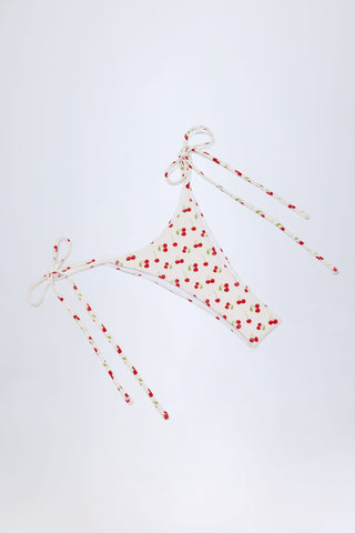 Side-Tie Cheeky Bikini Bottoms in Cherry Print