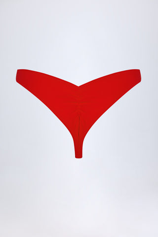 Ruched Cheeky Bikini Bottoms in Fiery Red