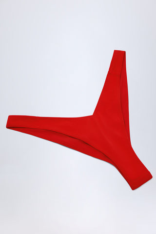 Ruched Cheeky Bikini Bottoms in Fiery Red