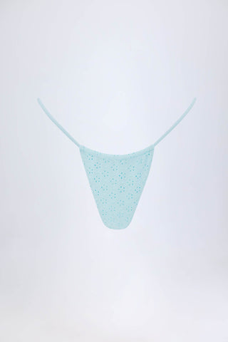 Broderie Anglaise Drawstring Bikini Bottoms in Powder Blue