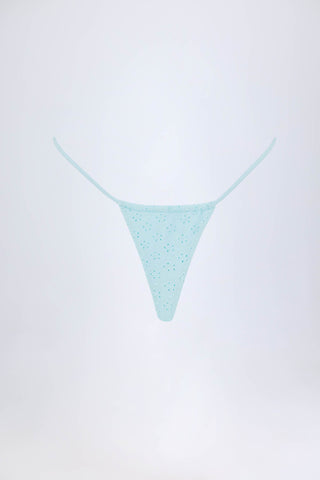 Broderie Anglaise Drawstring Bikini Bottoms in Powder Blue