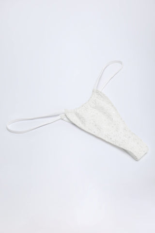 Broderie Anglaise Drawstring Bikini Bottoms in White