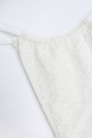 Broderie Anglaise Drawstring Bikini Bottoms in White