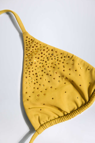 Embellished Triangle Bikini Top in Golden Yellow