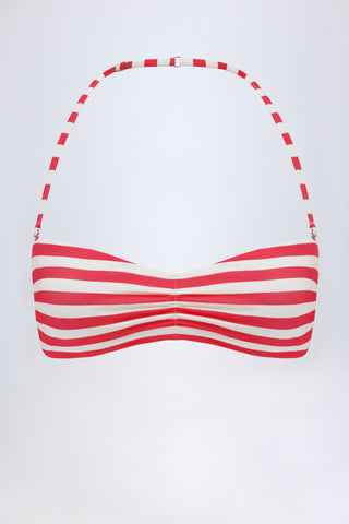 Multiway Bikini Top in Cherry Red Stripe