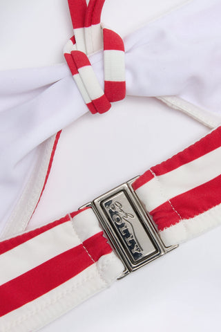 Multiway Bikini Top in Cherry Red Stripe