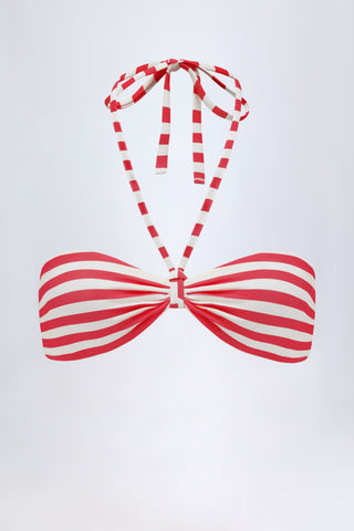 Multiway Bikini Top in Cherry Red Stripe