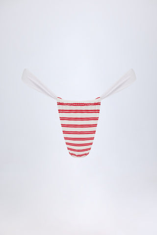 Ruched Cheeky Bikini Bottoms in Cherry Red