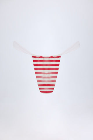 Ruched Cheeky Bikini Bottoms in Cherry Red