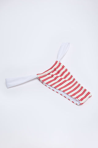 Ruched Cheeky Bikini Bottoms in Cherry Red