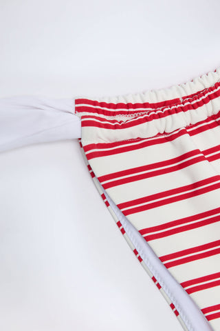 Ruched Cheeky Bikini Bottoms in Cherry Red