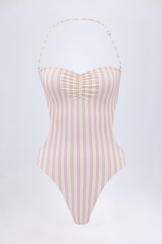 Cut-Out Halterneck Swimsuit in Mauve