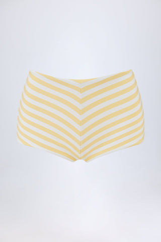 Mid-Rise Hot Pants in Lemon Yellow Stripe
