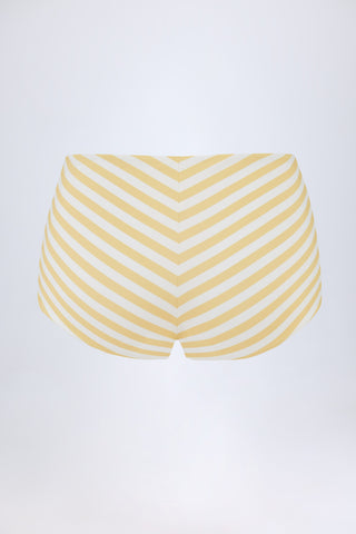 Mid-Rise Hot Pants in Lemon Yellow Stripe