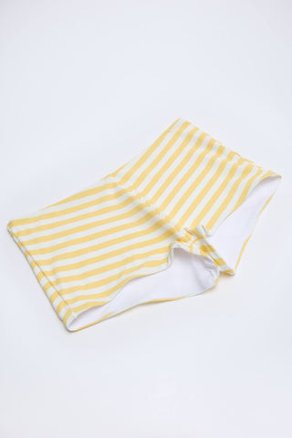 Mid-Rise Hot Pants in Lemon Yellow Stripe