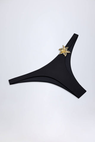 Hardware-Detail Cheeky Bikini Bottoms in Black