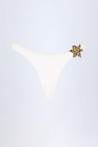 Hardware-Detail Cheeky Bikini Bottoms in White