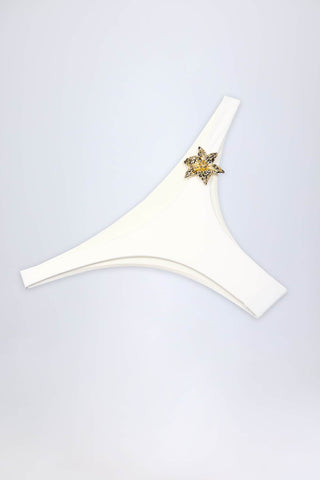 Hardware-Detail Cheeky Bikini Bottoms in White