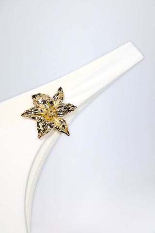 Hardware-Detail Cheeky Bikini Bottoms in White