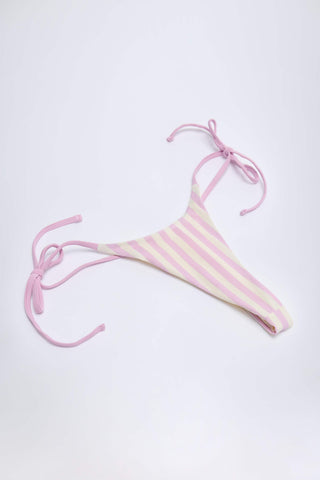 Side-Tie Thong Bikini Bottoms in Mauve Stripe