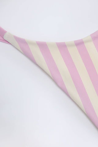 Side-Tie Thong Bikini Bottoms in Mauve Stripe