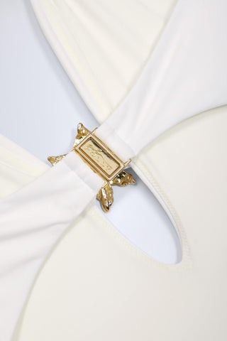 Cut-Out Hardware-Detail Swimsuit in White