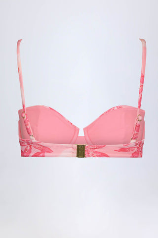 Underwired Balconette Bikini Top in Pink Orchid Print