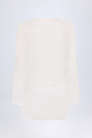 Cowl-Neck Mini Dress in White