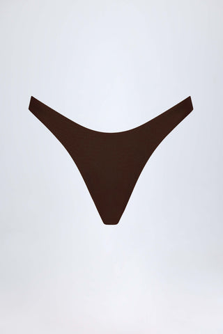 High-Leg Cheeky Bikini Bottoms in Dark Chocolate