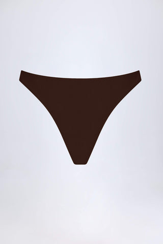 High-Leg Cheeky Bikini Bottoms in Dark Chocolate