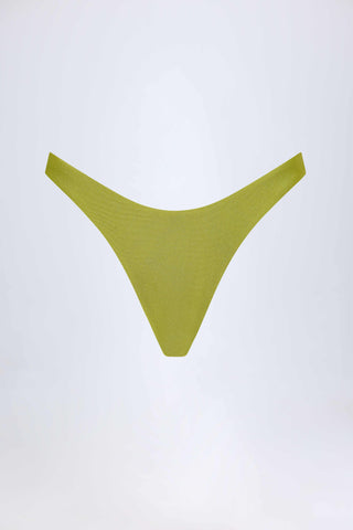 High-Leg Cheeky Bikini Bottoms in Olive Green