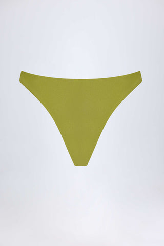High-Leg Cheeky Bikini Bottoms in Olive Green
