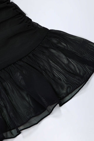 Hardware-Detail Ruffled Mid-Rise Mini Skirt in Black