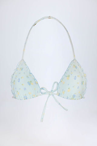 Micro Triangle Bikini Top in Blue Floral