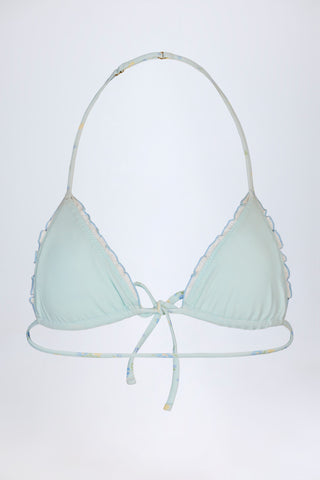 Micro Triangle Bikini Top in Blue Floral