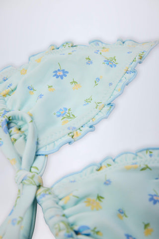 Micro Triangle Bikini Top in Blue Floral