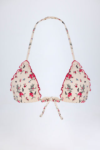 Micro Triangle Bikini Top in Red Floral