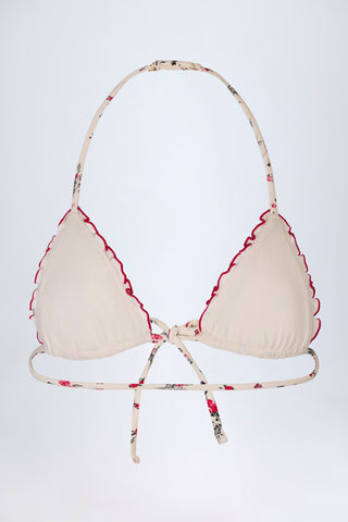 Micro Triangle Bikini Top in Red Floral