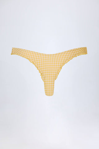 Ruffled Cheeky Bikini Bottoms in Yellow Gingham