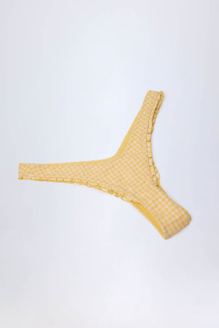 Ruffled Cheeky Bikini Bottoms in Yellow Gingham