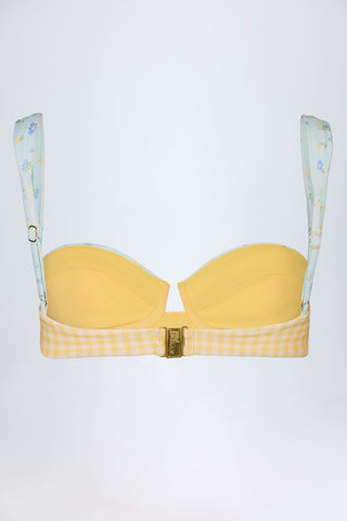Underwired Balconette Bikini Top in Yellow Gingham