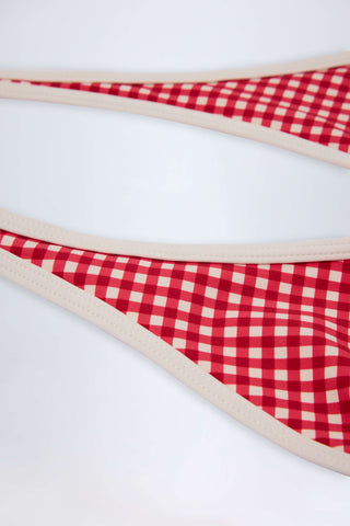Halterneck Bikini Top in Red Gingham