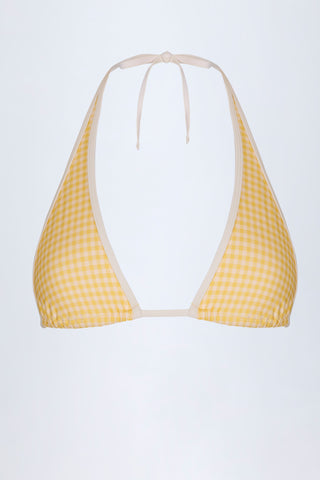 Halterneck Bikini Top in Yellow Gingham