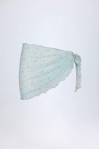 Side-Tie Sarong in Blue Floral