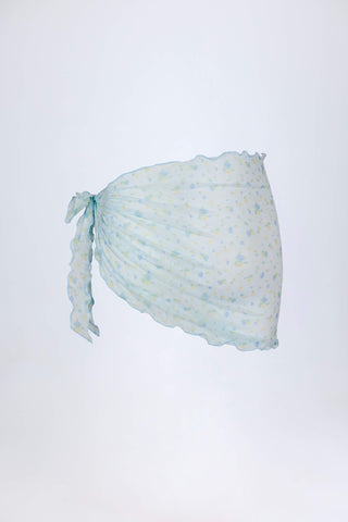 Side-Tie Sarong in Blue Floral