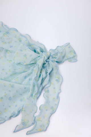 Side-Tie Sarong in Blue Floral