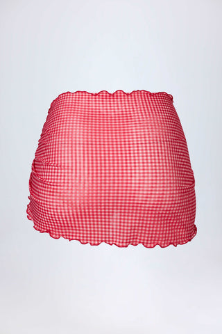 Side-Tie Sarong in Red Gingham